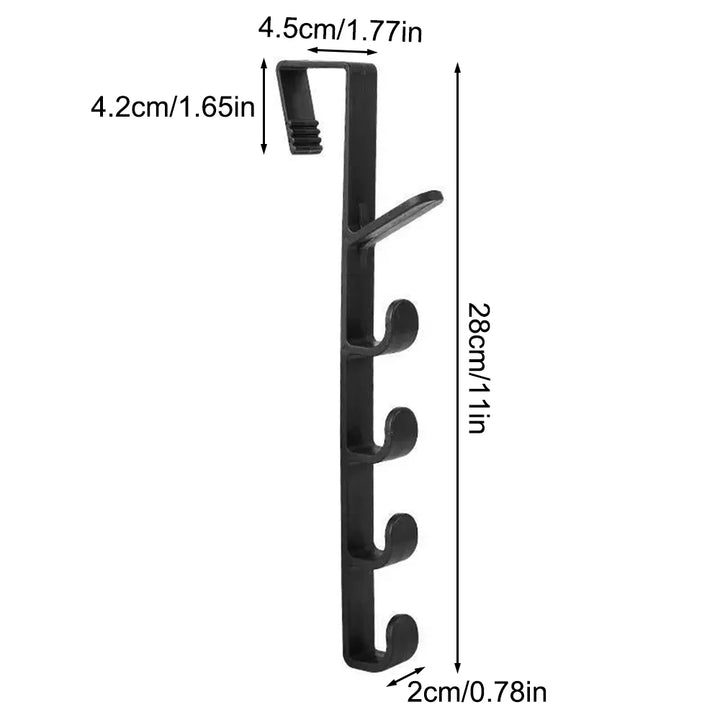 Dimensions du porte manteau suspendu noir : 28 cm de hauteur, 4,5 cm de largeur, compatible avec les portes standards